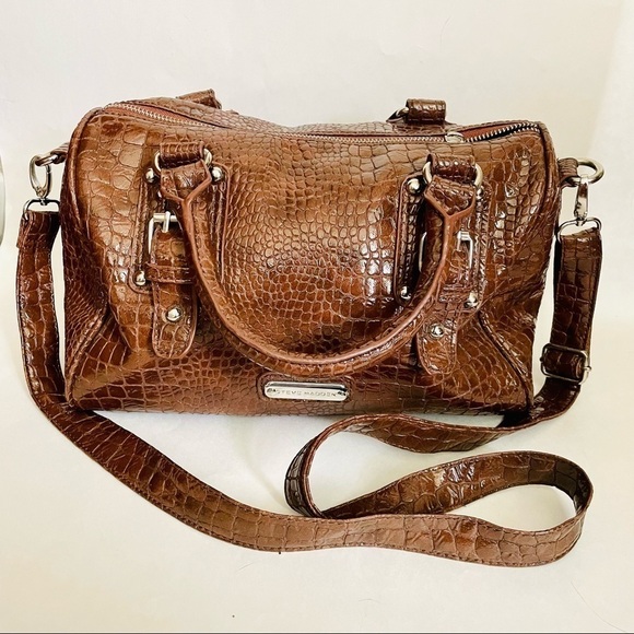 Steve Madden Brown Faux Alligator Crossbody Shoulder Bag Purse - Picture 3 of 10